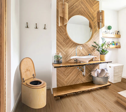 TROBOLO LunaBloem rounded composting toilet in a bathroom