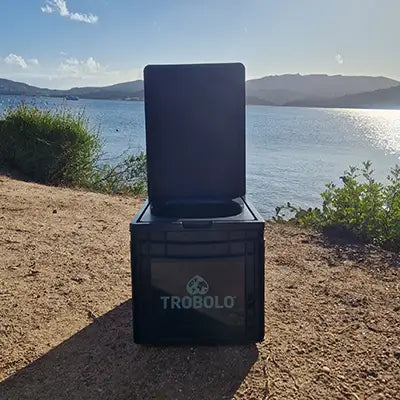 TROBOLO BilaBox composting toilet on a lake with a good view