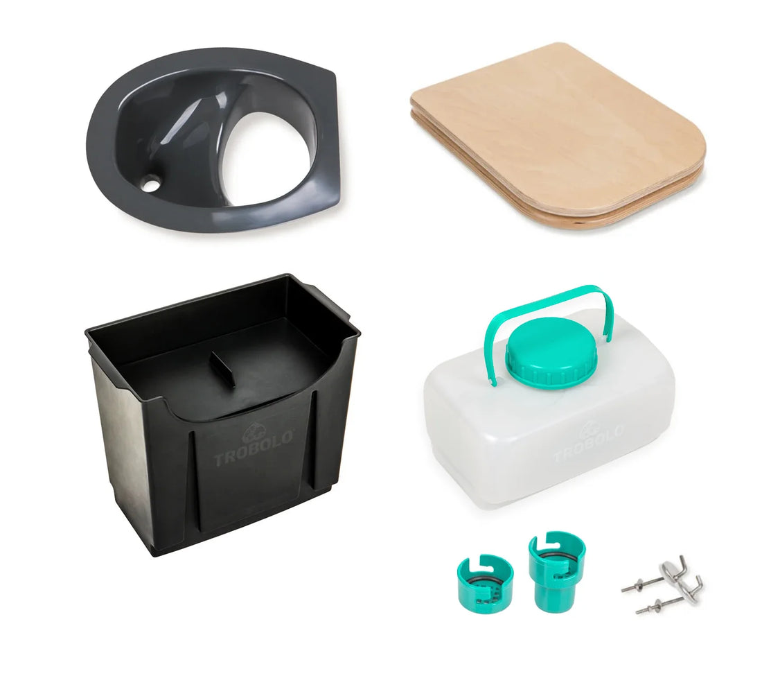 TROBOLO DIY Trenntoilette Bausatz Set mit Holzsitz | Praktisches DIY Set für den Eigenbau einer Trenntoilette inklusive Toilettensitz