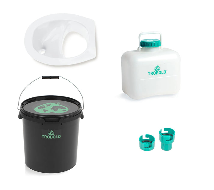 TROBOLO DIY Trenntoilette Bausatz Set | Praktisches DIY Set in Weiß für den Eigenbau einer Trenntoilette | 6,5L Feststoff- & 4,6L Flüssigkeitsbehälter