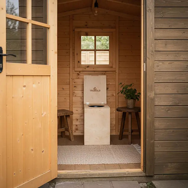 TROBOLO TeraBloem Lite Trenntoilette auf einer Wiese