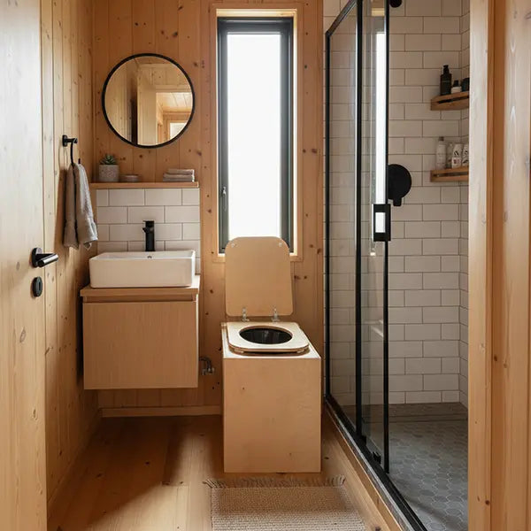 TROBOLO TeraBloem Trenntoilette auf dem Kopf eines Mannes