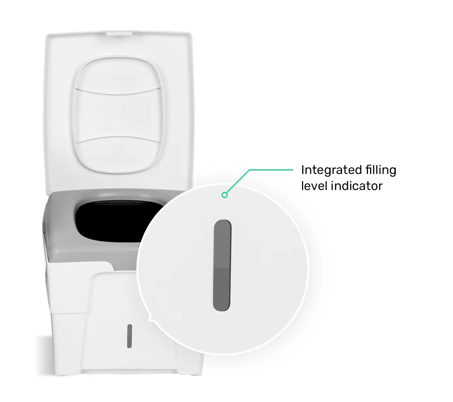 TROBOLO WandaGO Lite compact composting toilet level indicator