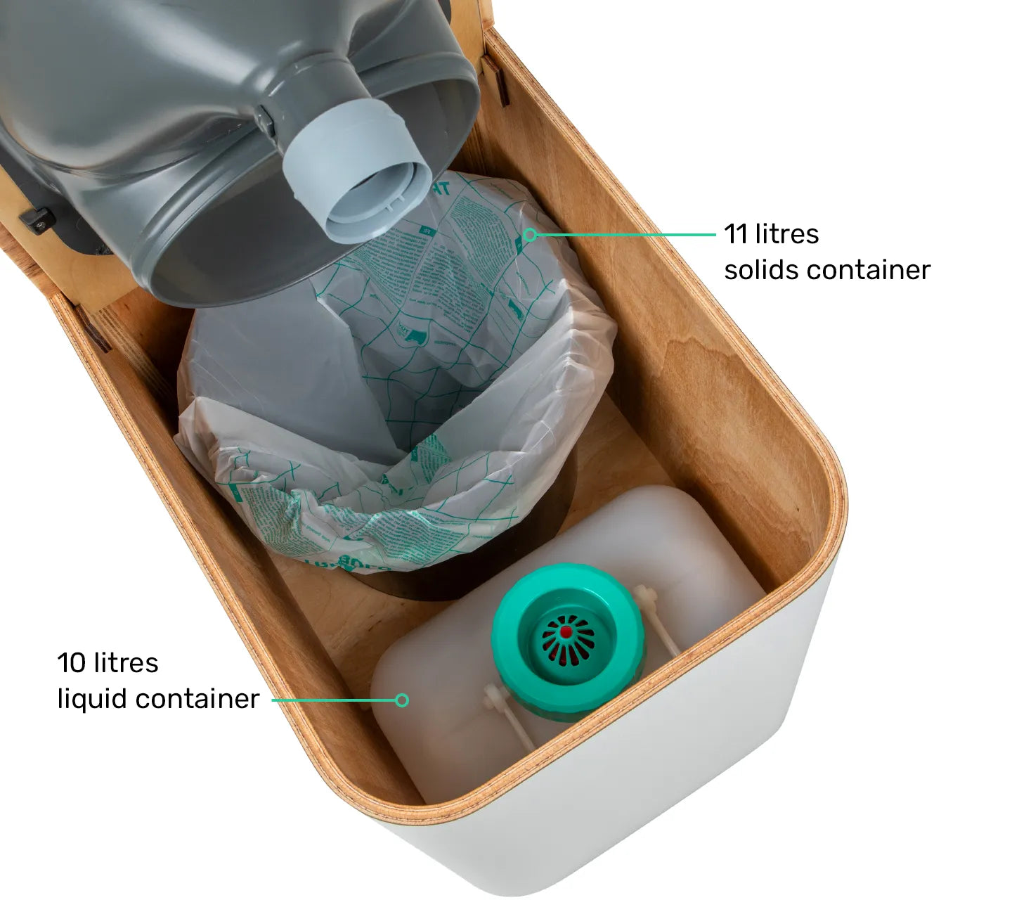 TROBOLO Silvabloem white composting toilet look inside