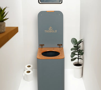 TROBOLO Silvabloem grey composting toilet in a bathroom