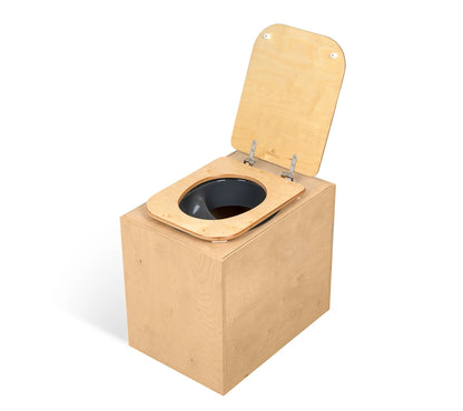 TROBOLO TeraBloem Plus composting toilet with wooden seat front view