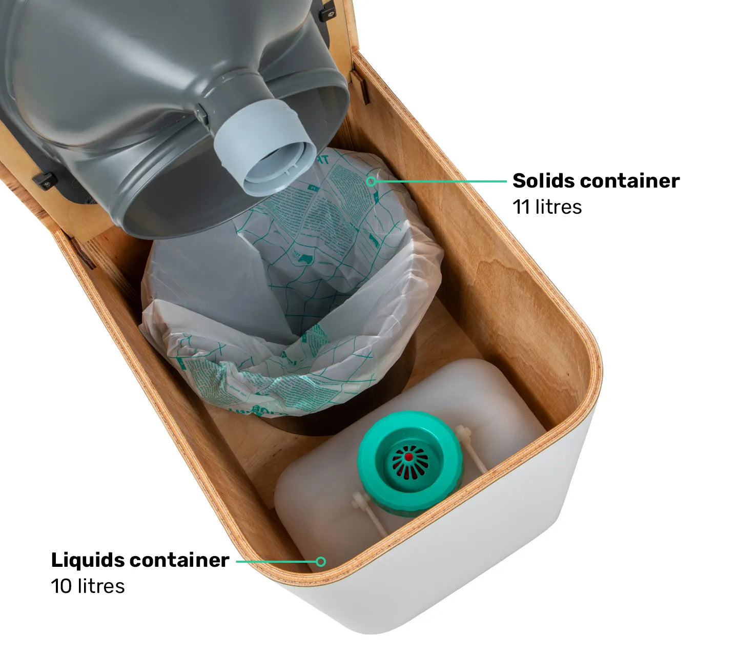 TROBOLO Silvabloem white composting toilet look inside