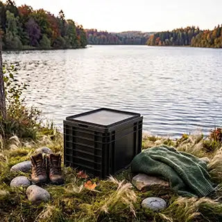 The new TROBOLO BilaBox compact composting toilet closed on lake