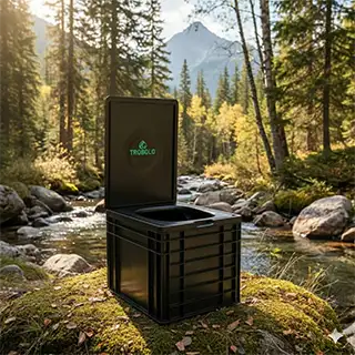 The new TROBOLO BilaBox composting toilet in a forest