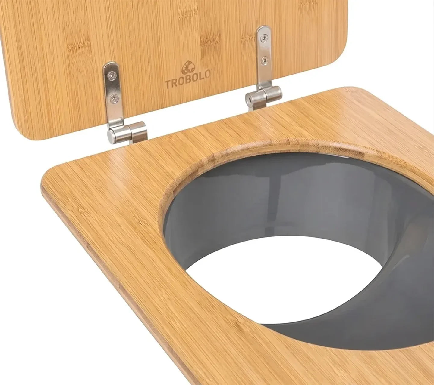 Composting toilet insert with wooden seat grey desat