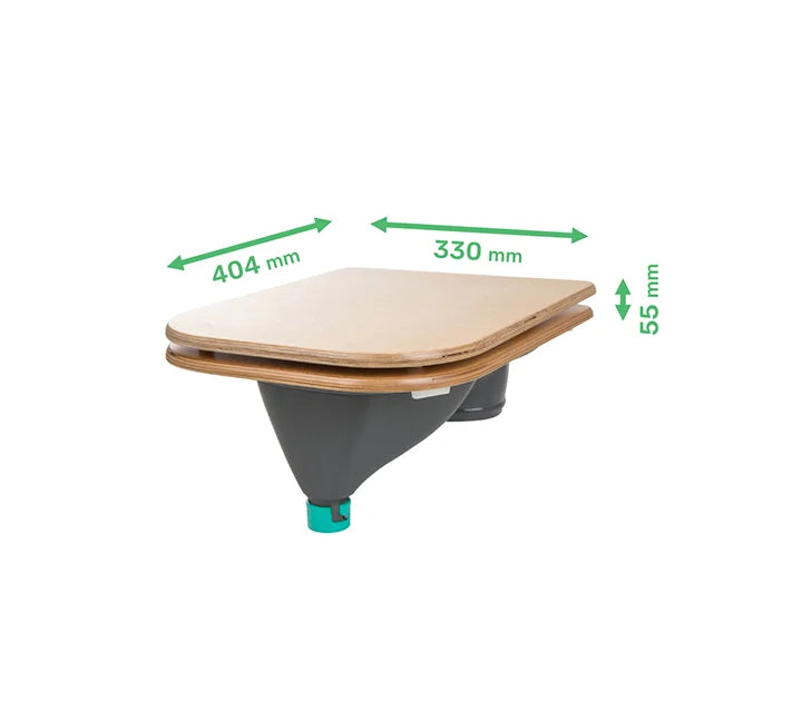 Composting toilet insert with wooden seat grey dimensions