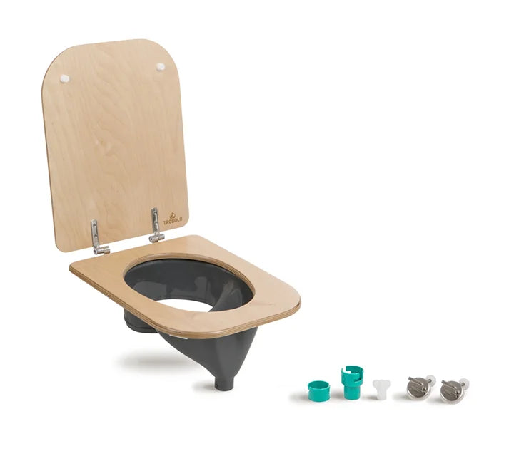 Composting toilet insert with wooden seat grey scope of delivery