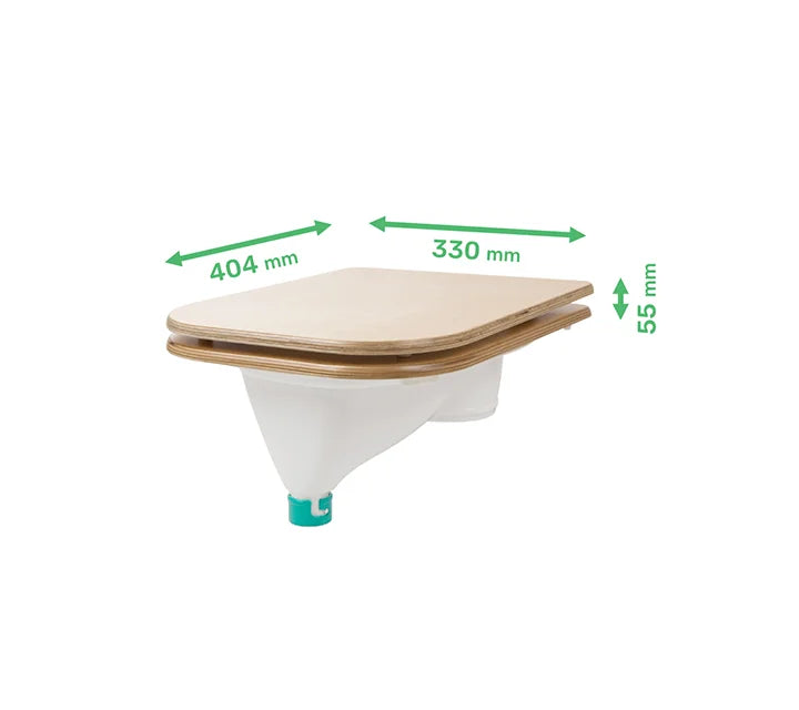 Composting toilet insert with wooden seat white dimensions