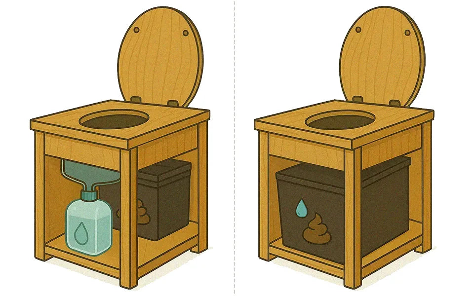 Trenntoilette vs Trockentoilette Illustration
