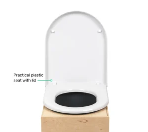TROBOLO TeraBloem – Composting toilet and white plastic seat with lid
