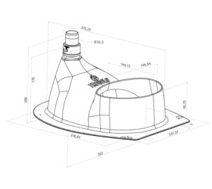 TROBOLO Séparateur d’urine – dessin technique avec dimensions