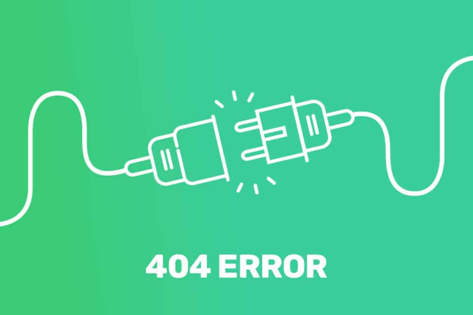 404 Error on a green background