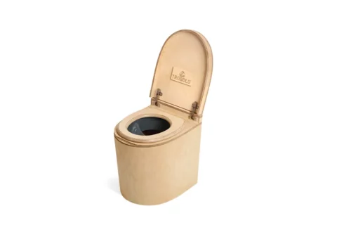 TROBOLO TinyBloem – Rounded composting toilet with external urine drainage.
