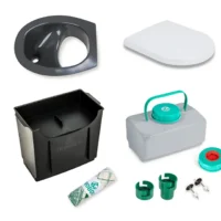 DIY Set für Trenntoiletten, bestehend aus Trenntoiletten Einsatz, Kunststoffsitz, Feststoffbehälter, Flüssigkeitsbehälter, Ausschwapp-Stopp und Inlays