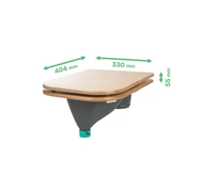 Urinableiter grau und Toilettensitz aus Holz – Dimension