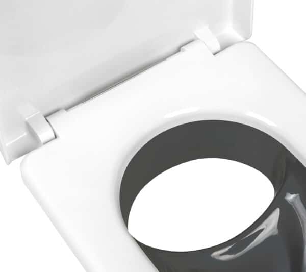 Separating toilets insert gray and toilet seat white