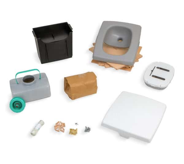 Kit TROBOLO TeraGO with individual parts including toilet paper dispenser