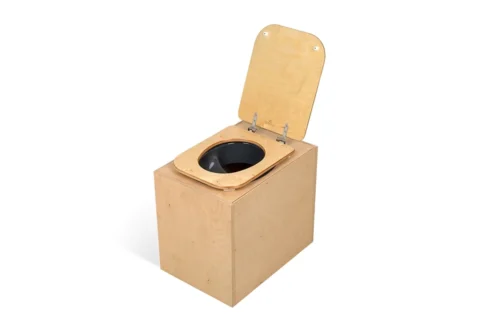 TROBOLO TeraBloem Plus composting toilet with wooden seat front view